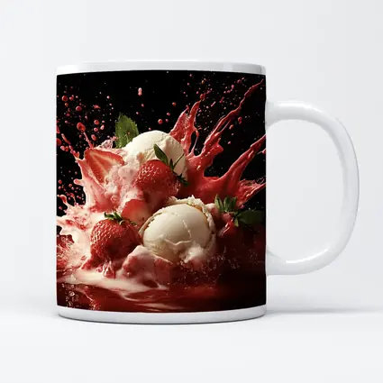 Vanilla Ice Cream Strawberry Splash Dark Background