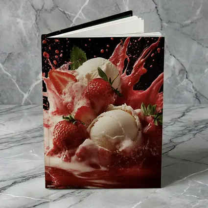 Vanilla Ice Cream Strawberry Splash Dark Background