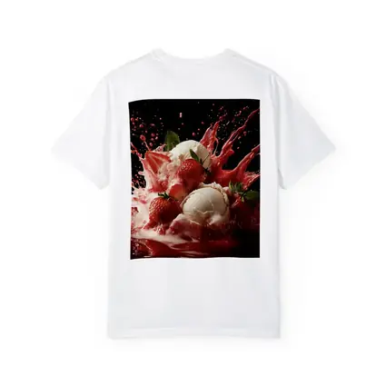 Vanilla Ice Cream Strawberry Splash Dark Background