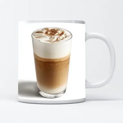 Layered Latte Coffee Drink White Background