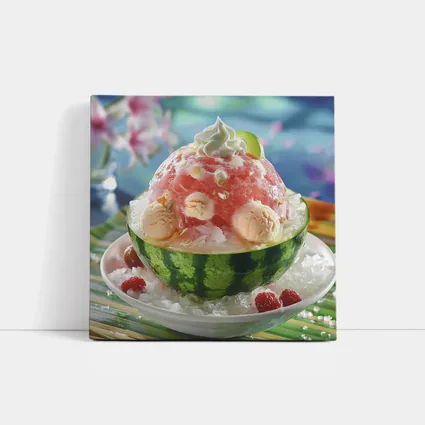 Watermelon Bingsu Shaved Ice Summer Dessert Bowl