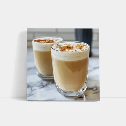 Latte Coffee Glasses With Cinnamon Foam