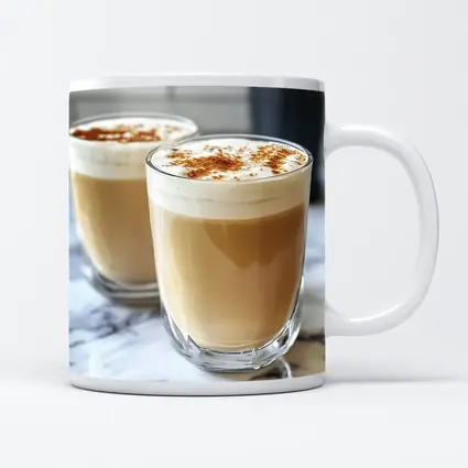 Latte Coffee Glasses With Cinnamon Foam