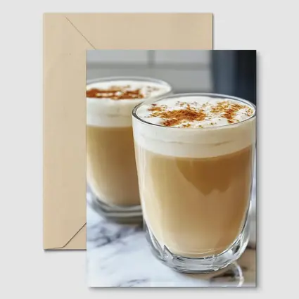 Latte Coffee Glasses With Cinnamon Foam