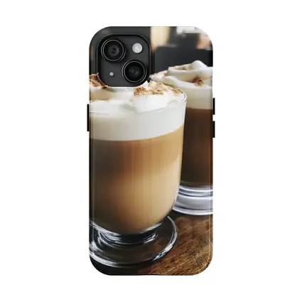 Latte Coffee Mugs on Wooden Table