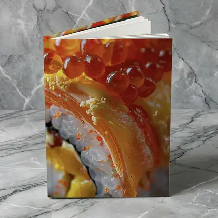 Salmon Sushi Roll With Ikura Roe Closeup