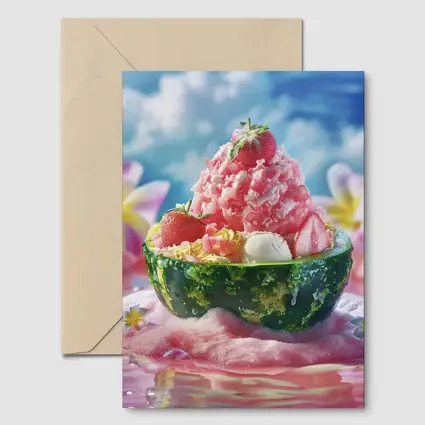 Strawberry Shaved Ice Watermelon Bowl Summer