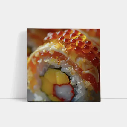 Close Up Sushi Roll With Salmon Roe
