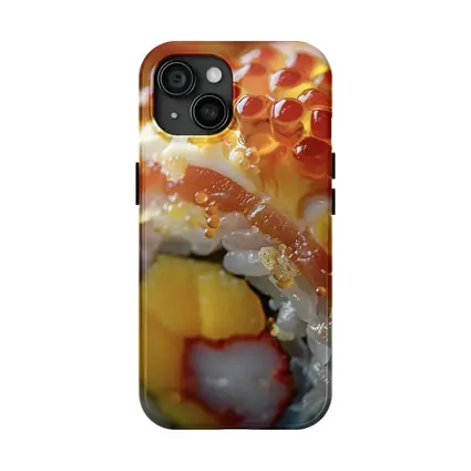 Close Up Sushi Roll With Salmon Roe