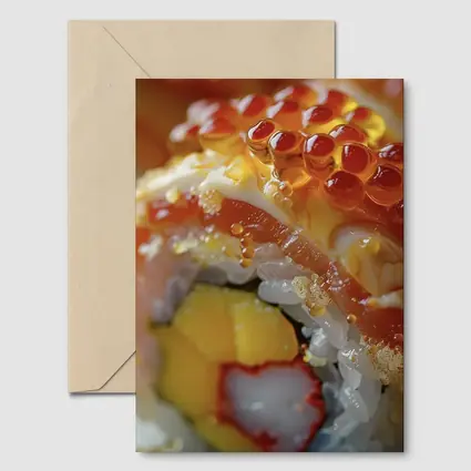 Close Up Sushi Roll With Salmon Roe