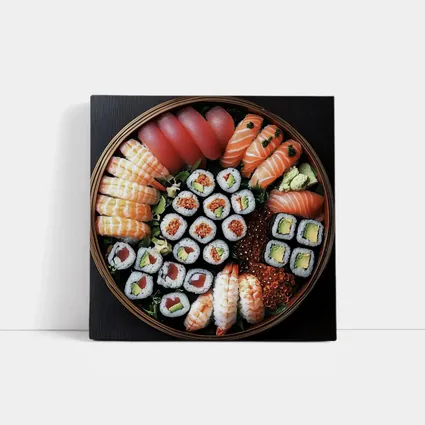 Sushi Platter Assortment on Dark Table