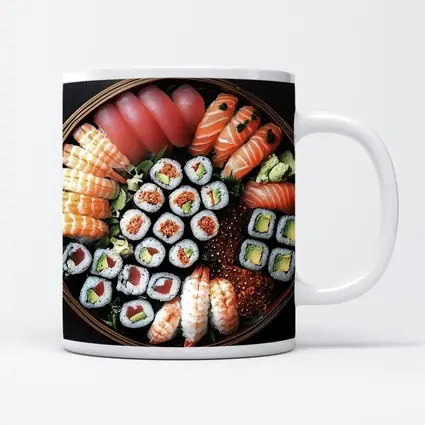 Sushi Platter Assortment on Dark Table