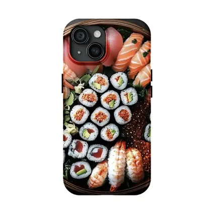 Sushi Platter Assortment on Dark Table