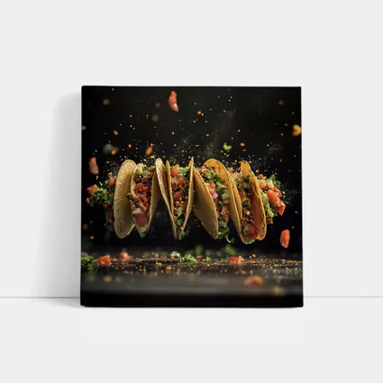 Flying Tacos Dark Background Food Art