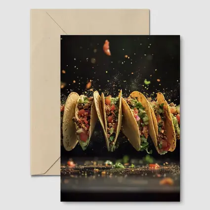 Flying Tacos Dark Background Food Art