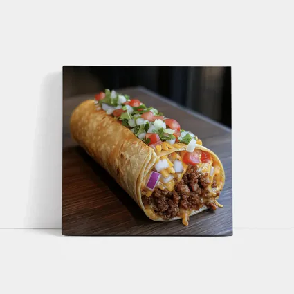 Loaded Beef Burrito Melted Cheese Toppings
