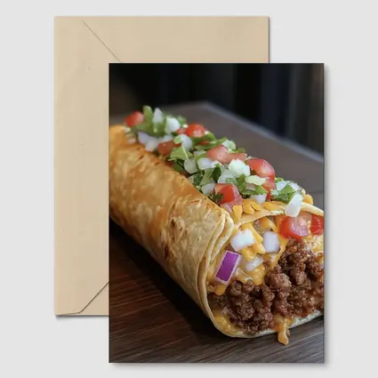 Loaded Beef Burrito Melted Cheese Toppings