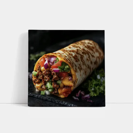 Loaded Beef Burrito Melted Cheese Dark Background