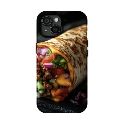Loaded Beef Burrito Melted Cheese Dark Background