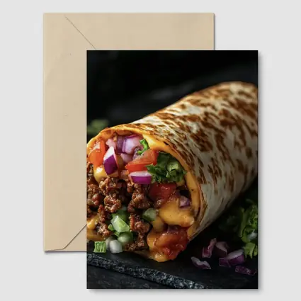 Loaded Beef Burrito Melted Cheese Dark Background