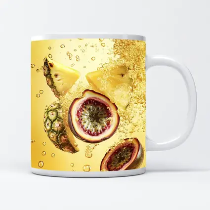 Pineapple Passion Fruit Splash Yellow Background