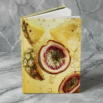 Pineapple Passion Fruit Splash Yellow Background