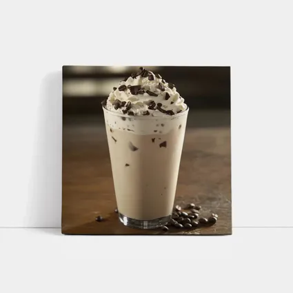 Iced Coffee Drink Whipped Cream Chocolate Wood