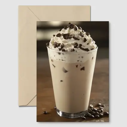 Iced Coffee Drink Whipped Cream Chocolate Wood