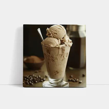 Coffee Ice Cream Glass With Coffee Beans
