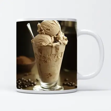Coffee Ice Cream Glass With Coffee Beans