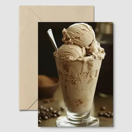 Coffee Ice Cream Glass With Coffee Beans