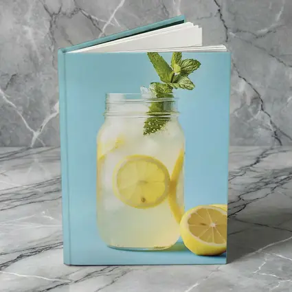 Lemonade Mason Jar Mint Blue Background