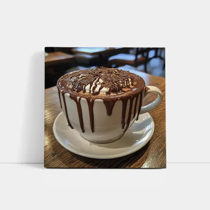 Hot Chocolate Dripping Cup Cafe Setting