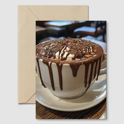 Hot Chocolate Dripping Cup Cafe Setting