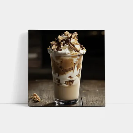 Chocolate Brownie Dessert Cup Rustic Table