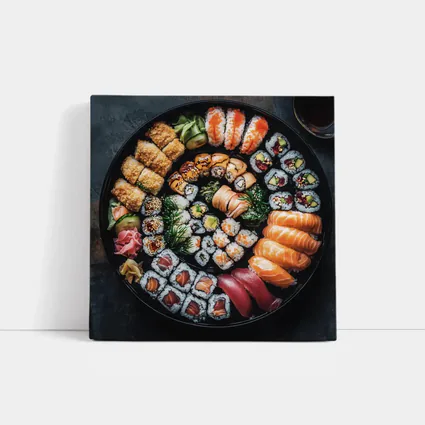 Sushi Platter Spread on Dark Background