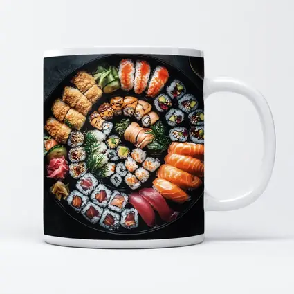 Sushi Platter Spread on Dark Background