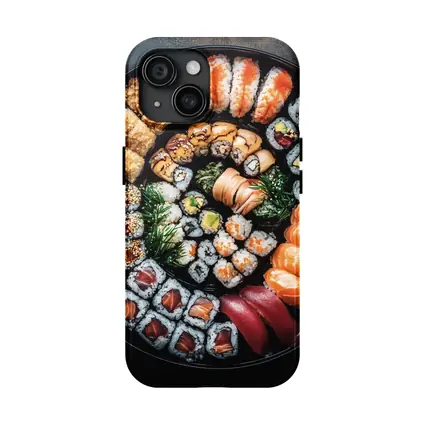 Sushi Platter Spread on Dark Background