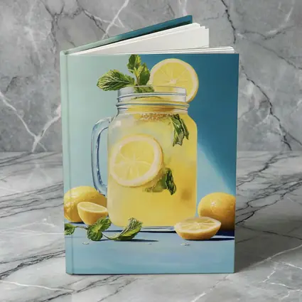 Lemonade Mason Jar Mint Blue Background