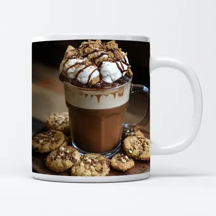 Hot Chocolate Whipped Cream Cookies Wooden Board