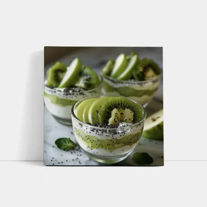 Kiwi Chia Seed Yogurt Parfait Glass Cups
