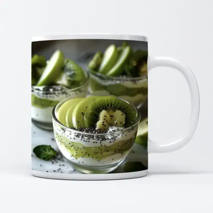 Kiwi Chia Seed Yogurt Parfait Glass Cups