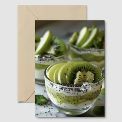Kiwi Chia Seed Yogurt Parfait Glass Cups