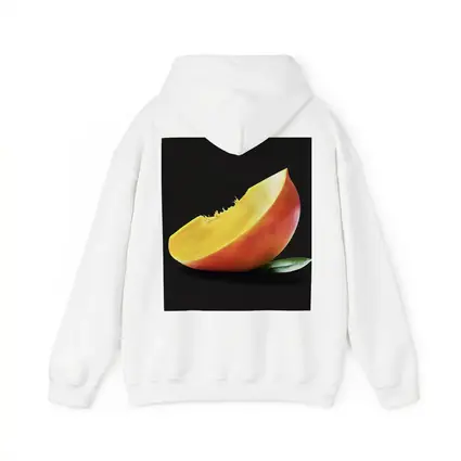 Mango Slice With Leaf Black Background