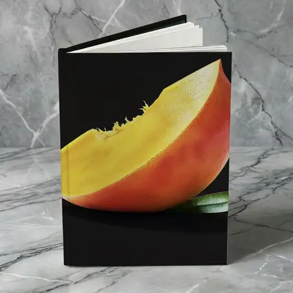 Mango Slice With Leaf Black Background