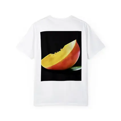 Mango Slice With Leaf Black Background