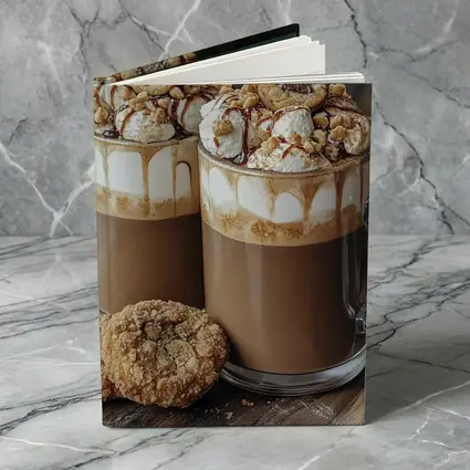 Chocolate Coffee Mugs With Cookies Wooden Board
