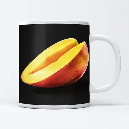 Sliced Mango Half on Dark Background
