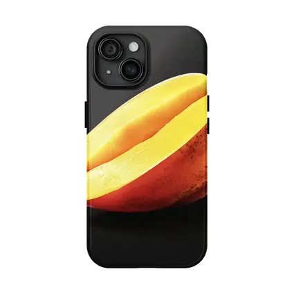 Sliced Mango Half on Dark Background