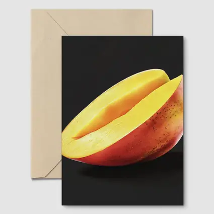 Sliced Mango Half on Dark Background